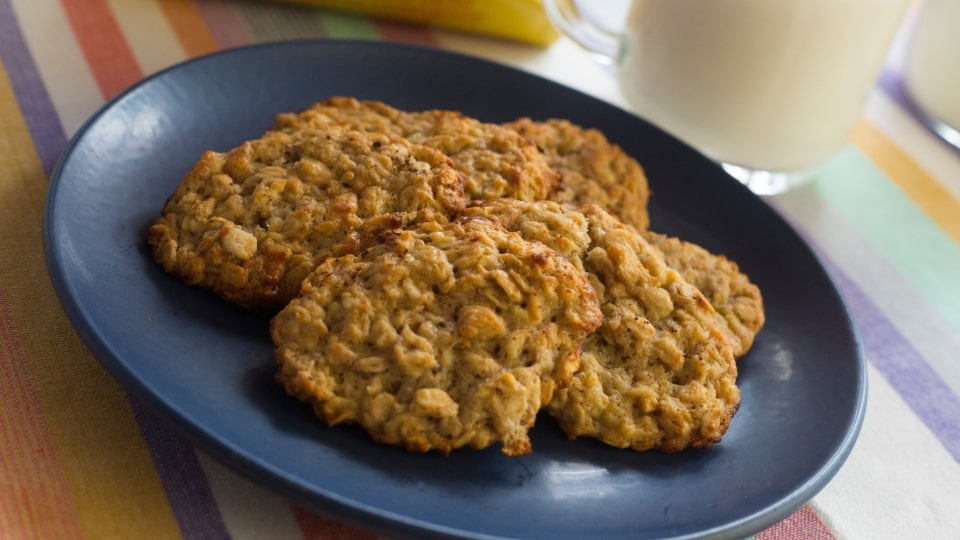 Biscoito de banana e aveia