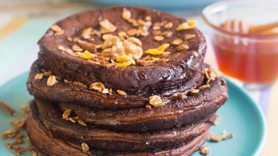 Panquecas de chocolate com whey