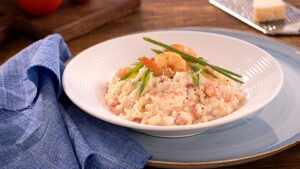 Risoto de Camarão com Creme de Ricota
